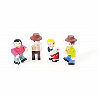 Wooden Farmer Figurines, set of 4 by Jeujura