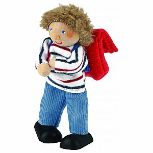 Kathe Kruse Dollhouse Doll - Boy with Schoolbag