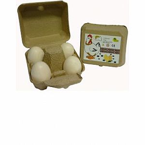 White Wooden Farm Eggs in Carton