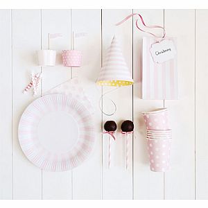 Marshmallow Pink Flags Cupcake Toppers