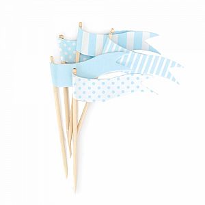 Powder Blue Flags Cupcake Toppers