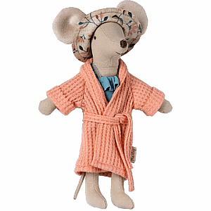 Maileg Bathrobe for Mom/Dad Mouse, Coral