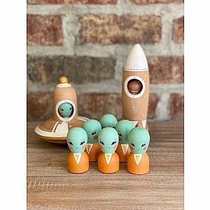 Wooden Space Rocket w/ Astronaut by Gnezdo Toys