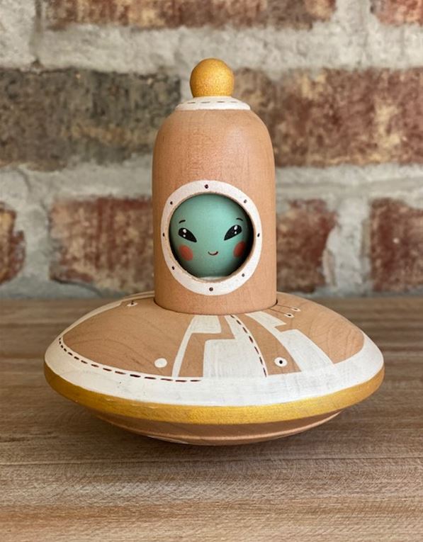 Wooden Alien Spaceship w/ Alien by Gnezdo Toys - Little Goose Toys