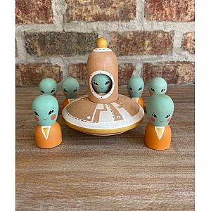 Wooden Alien Spaceship w/ Alien by Gnezdo Toys