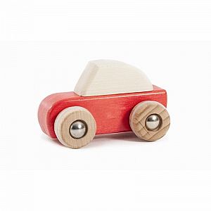 Wooden Pull-Back Car - Red
