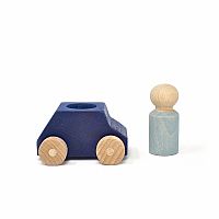 Blue Wooden Car w/ Figure by Lubulona