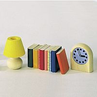 Dollhouse Books, Lamp & Clock Set by Bodo Hennig