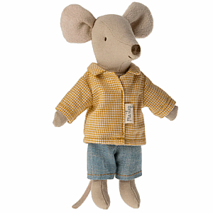 Maileg Big Brother Mouse in Matchbox, Yellow Shirt