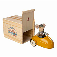Maileg Mouse in Car with Garage