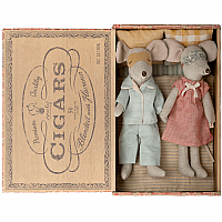 Maileg Mom and Dad Mice in a Cigar Box