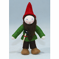 Forest Gnome Dad with Hammer Felt Doll