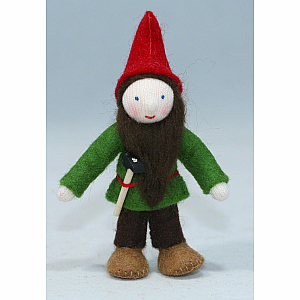 Forest Gnome Dad with Hammer Felt Doll