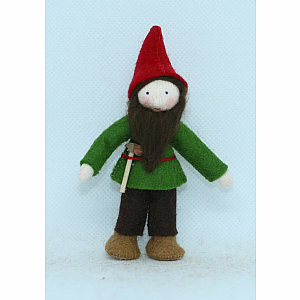 Forest Gnome Father with Pouch Felt Doll