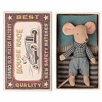 Maileg Little Brother Mouse in a Matchbox, Gingham Top