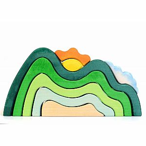 Mountain, Sun & Cloud Stacking Toy by Bumbu