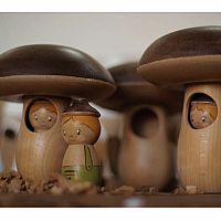 Wooden Mushroom House w/ Acorn Doll by Gnezdo Toys