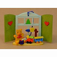 Teddy Bear and Train Ornament by Graupner