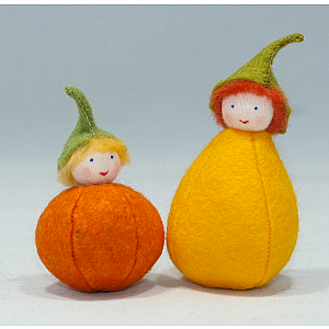 Pumpkin Pixies Fairy Felt Dolls - Set of 2
