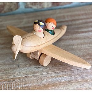 Wooden Airplane with Peg Dolls by Gnezdo Toys