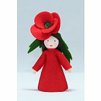 Red Poppy Fairy Felt Doll