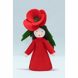 Red Poppy Fairy Felt Doll