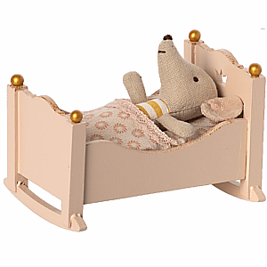 Maileg Wooden Cradle for Baby Mouse, Rose