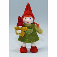 Forest Gnome Big Sister Felt Doll w/ Baby Doll