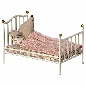 Maileg Vintage Mouse Size Bed, Off-White