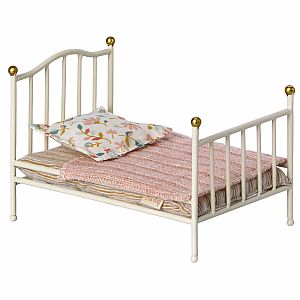 Maileg Vintage Mouse Size Bed, Off-White